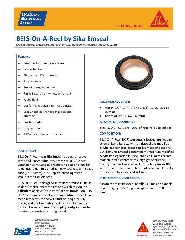 BEJS On A Reel Data Sheet Cover