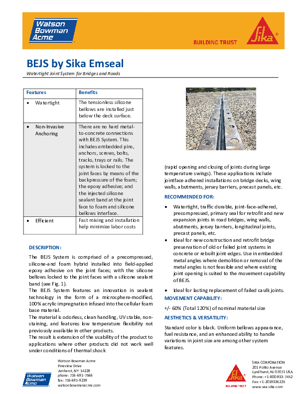 BEJS Data Sheet Cover