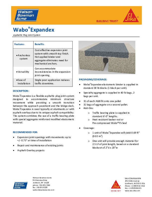Wabo®Expandex Technical Data Sheet Cover