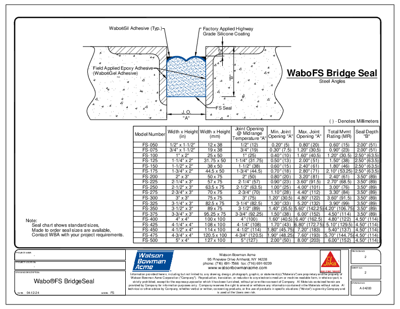 Wabo FS Bridge Seal Layout 2 Cover