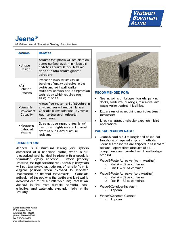 Wabo Jeene Data Sheet Cover